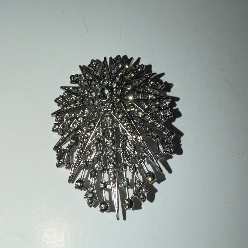 Silver Starburst Brooch Vera Wang Smoky